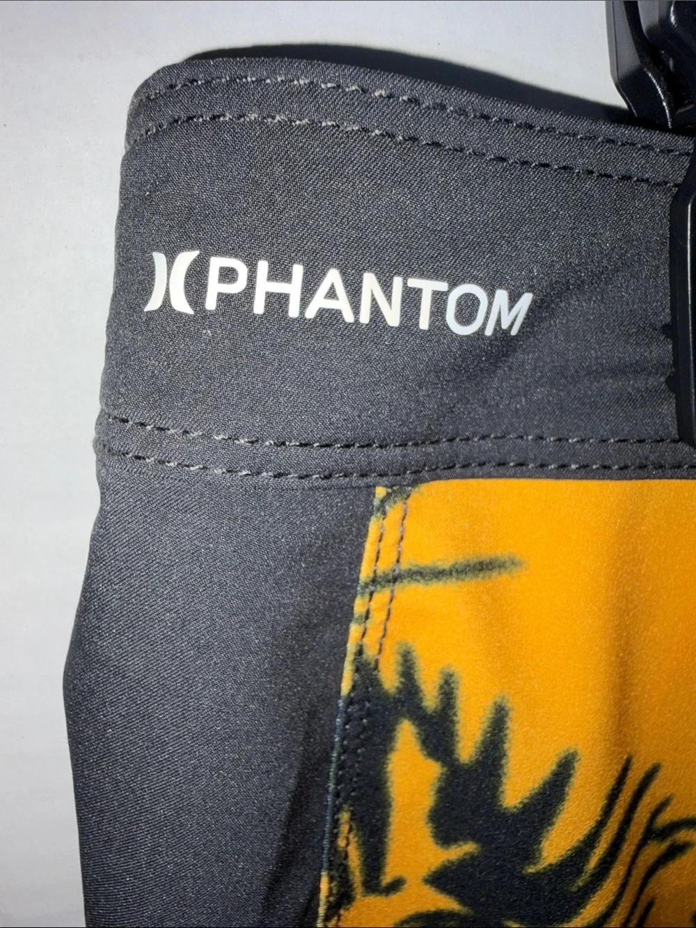 Hurley Black Boardshorts with Yellow-Orange-Red Tropical Print